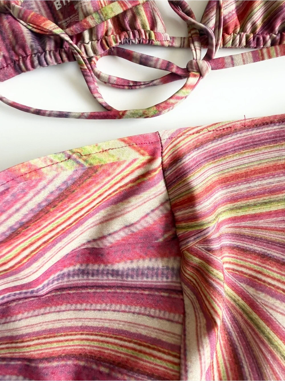 Frankies Bikini x Hailee Steinfeld SMALL retro pink striped swimsuit bikini set